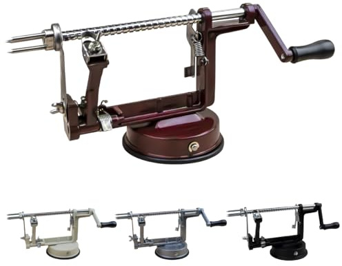 Linxor - Apfel-, Birnenschäler, 3 in 1, schälen, schneiden, aushöhlen, mit Saugnapf - Mehrere Farben