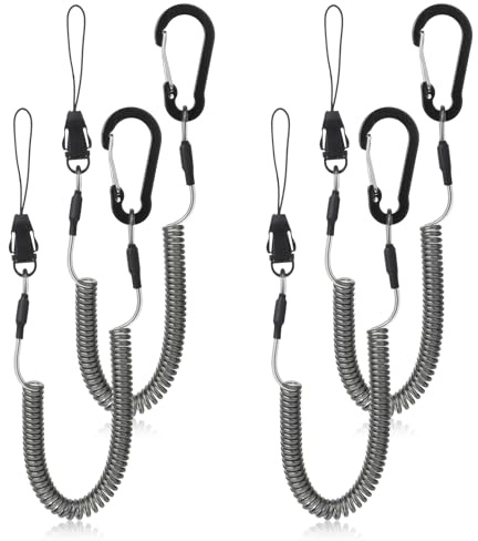 Spring Coiled Lanyards Retractable Safety Lanyard Stretchy Spiral Keyring Coil Spring Keychain Anti-Lost Stretch Cord Quick Release Detachable Buckle for Fishing Tools Keys Card