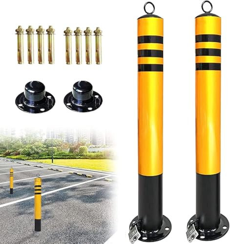 CVNIMV Sicherheitspoller, Parkplatzleitplanken, Pollerpfosten, Parkbarriere, 2er-Pack, Sicherheitsschild aus Edelstahl für Einfahrt, Verkehrskontrolle