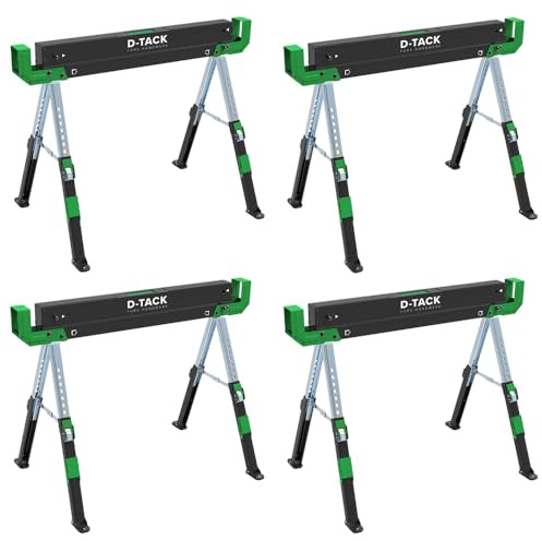 D-TACK 4x Arbeitsbock Multifunktion | Höhenverstellbarer Sägebock | Metallbock mit Anti-Rutsch-Beschichtung | Faltbock mit einer Tragkraft bis zu 1180 kg pro Paar