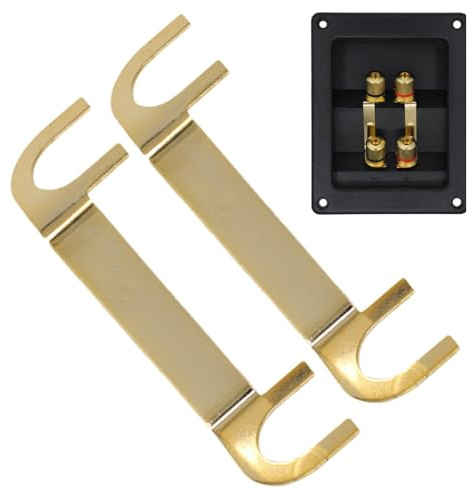 Lautsprecherverkabelungsstecker – Lautsprecherkabelschuhe | 2 Stück Kupfer-Lautsprecher-Kabelschuhe, Goldene Lautsprecher-Kabelschuhe, Lautsprecher-Stecker, Polklemmen, Terminal-Cup-Stecker-Zubehör