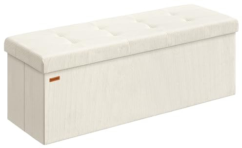 SONGMICS Storage Ottoman, Foldable Foot Rest, 38 x 110 x 38 cm