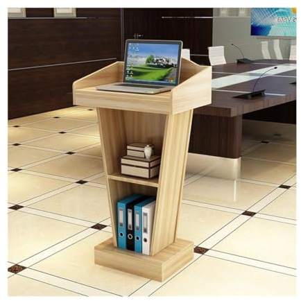 Lectern Podium Stand, Podium Stand Modern Lectern Portable Luxury Podium with Open Storage Wood Pulpits for Churches Hotel Welcome Reception Desk Podium Stand Has Many uses