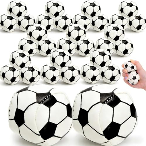 ELFULLY 30-pack jongleringsbollar, 5 cm plastjonglerande bönpåsar, minipåsar, hacky säckbollar, mjuk handfångstboll, kontakt jongleringsboll för nybörjare och proffs, fotbollsdesign, svart och vit