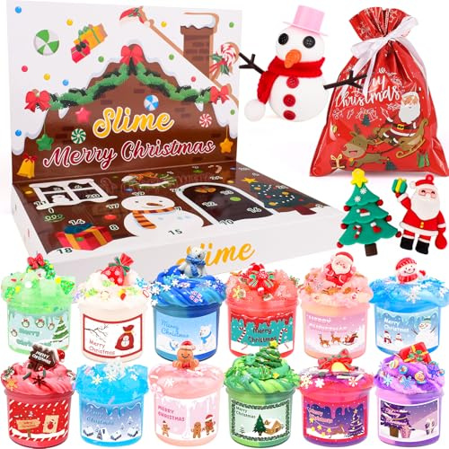 Christmas Advent Calendar 2025-24 Days of Slime Kit, Countdown Calendars Gifts for Kids, Party Favors, Goodie Bag Stuffers, Stocking Stuffers, Putty Toys for Girls Boys Kids Teens Toddlers