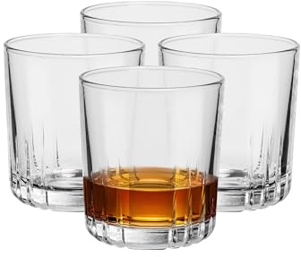 Glasset Whisky Gläser Tumbler Set von 4, 329 ml, Wassergläser Whiskey Tumbler aus Glas, Spülmaschinenfest, Kollektion Vita. Dickes Glas