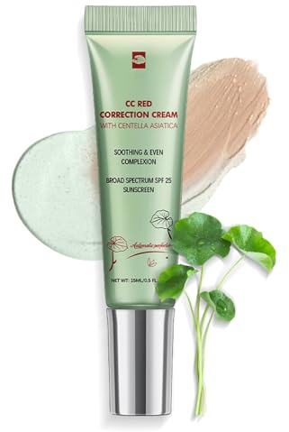 CC Red Correct with Centella Asiatica, Colour Corrector Cream, Skin Perfector Tinted Moisturiser, Pores Face Concealer, CC Cream Light With SPF 25 For Blemishes, Red Skin, & AcneMark
