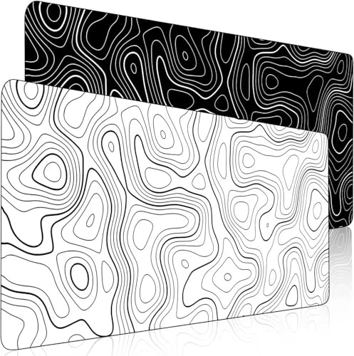 Speed Gaming Mouse Mat World, Extra Large Desk Pad, 900 x 300 x 3mm, Planisphere Design (White-thick)