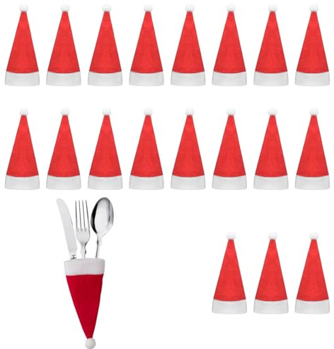 Pejlnd 20 Stück Mini Weihnachtsmützen,Nikolausmütze Kleine Weihnachtsmützen Mini Weihnachtsmütze Weihnachtsdeko für DIY Weihnachtsdeko zum Basteln Puppenhaus Tischdeko Flaschen Weihnachten Deko