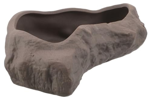 Cabilock Steinoptischer Keramik Sukkulententopf ohne Abflussloch für Bonsai | Khaki, Flache Schalenform, Leicht zu Reinigen, für Wohnzimmer und Büro, Passend für Kleine Blumen