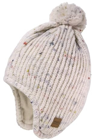 maximo Kids-Mütze, ausgenäht Rippe mit Zopf, Pompon, Futter