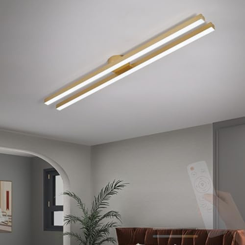 TZSMUM LED Moderne Deckenlampe mit Fernbedienung Deckenleuchte 2700K-6500K Dimmbar Deckenbeleuchtung Aluminium/Eisen Innen Lang Linear für Küche Esszimmer Schlafzimmer (60cm,Gold)