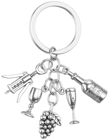 Porte-Clés Vin, Porte-Clé Boisson de Sac pour Femmes | Cadeaux de Porte-Clé Cool avec Décapsuleur et Pendentif Raisin pour les Amateurs de Alcool Amis Filles Famille Collègues