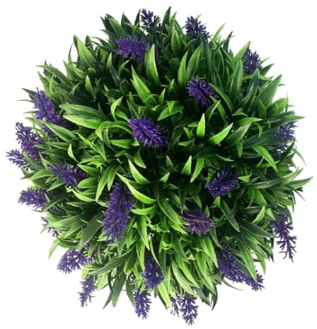FAVOMOTO Artificial Lavender Topiary Ball Hanging Ornament, 25cm PVC Xmas