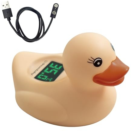 Dreambaby Duck USB Rechargeable Baby Bath Thermometer (Peach) - Instant Read, Digital Room and Baby Bathtub Water Fun Floating Toy - Newborn Must-Have
