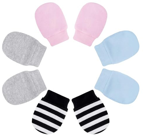 4 Paires de Bébé Gants Doux Ajustable Anti-Rayures Moufle Naissance pour Garçon Filles 0-6 Mois