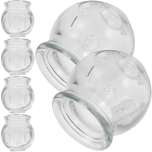 FENICAL Ensemble de 6 Ventouses Dos en Verre Épaissi pour Thérapie par Ventouses à Chaud, Massage pour Relaxation du Dos à Domicile