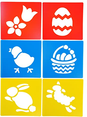 BCreative ® - Set di 6 stencil in plastica, motivo: animali pasquali, motivo: primavera