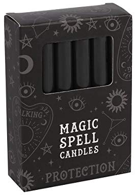 12 Magic Candles with Protection 10 cm Black