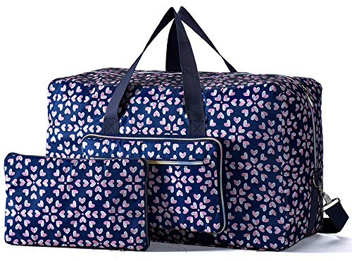 Arxus Grand Sac Fourre-Tout Pliable, Bagage à Porter, avec Bandoulière (Fleur de Coeur)