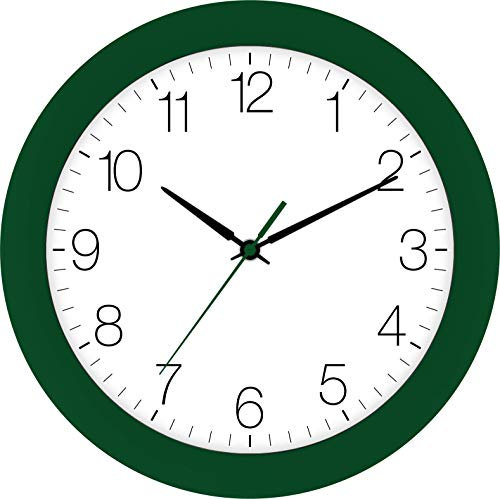 Eurotime - Orologio da parete radiocontrollato 30 cm, cassa in plastica bombata, vero vetro curvo,passaggio automatico dall'ora legale a quella solare e viceversa, quadrante chiaro, per cucina