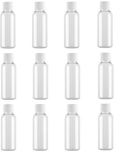 Bottiglie vuote in plastica trasparente ricaricabile portatile da 30 ml, con tappo a vite, piccoli contenitori da viaggio, per liquidi, lozioni, shampoo, corpo, crema per mani (bianco)