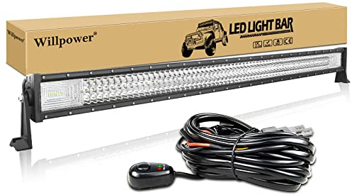 Willpower Led Lichtleiste Balken 12V 24V 52 675W für Auto Offroad KFZ | Lightbar Arbeitsscheinwerfer, mit 12V Kabelbaum, 6000K Weiß, IP67 Wasserdicht, Beleuchtung für Traktor ATV Boot Quad
