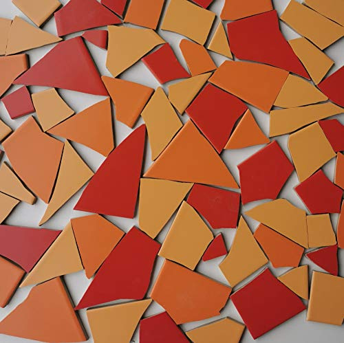 MOSALI Fliesenbruch Mosaikfliesen, Rotmix, 3,5 kg | Frostfest für Mosaikfliesen & bunte Fliesen, Für draußen und drinnen, Deko & kreative Projekte, ca. 30×100 cm Verlegefläche