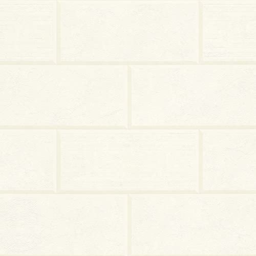 BRICOFLOR Vliestapete | Steintapete Tapete Steinoptik Tapete Stein - Tapeten für Wohnzimmer - Beige / Crème, Weiß | 10,05 x 0,70 m = Rolle 7.04 m²