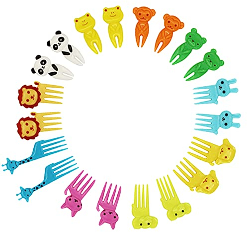 laeeyin Mini Cartoon Bento Obstgabeln Zahnstocher FüR Kinder Food Kuchen Picks ZubehöR SüßE spieße Erwachsene Dessert Obst Kinderparty (20 Stück Farbe zufällig)