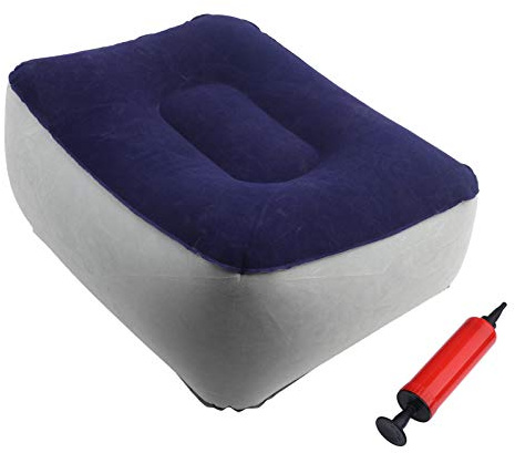 EBTOOLS Aufblasbare PVC-Fußstütze, tragbares Beinkissen, kompakt und leicht, aufblasbares Venenkissen, mit Luftpumpe, geeignet für Reisen, Zuhause, Büro usw, 37 x 28 x 15 cm(Blau)