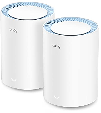 Cudy AC1200 Sistema WiFi a Rete Completa, Dual Band, Estensore WiFi, Porte 10/100M, Antenne ad alto guadagno, VPN, Cloudflare, M1200 2-Pacchetto