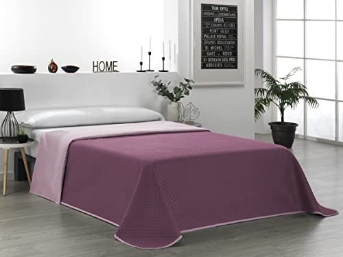 Martina Home Couvre-lit boutis réversible, 100% Polyester, Aubergine Saumon, lit de 90 cm