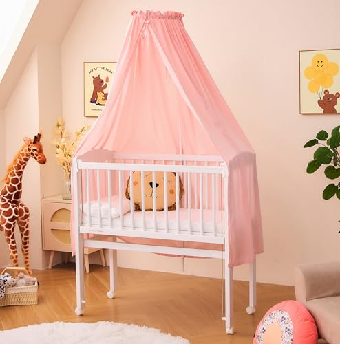 ALAVYA HOME® Betthimmel mit Himmelstange I Babybetthimmel Baldachin Kinderzimmer Himmel Moskitonetz für Babybett Stubenwagen Babywiege Kinderbett I 100% Bio-Baumwolle I GOTS-Zertifiziert I 150 x 240