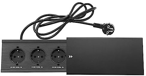 Bordsuttag, 3 x 110–240 V 50/60 Hz 10 A EU-standarduttag bord inbyggt uttag med skjutlock för skrivbord, arbetsbord, matbord och mer
