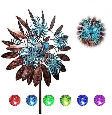 Solar Windrad Garten Groß, 213cm Groß Magische WindmüHle Aus Metall Groß, Edelstahl Kugellager Gartenstecker Groß, Wetterfestes Gartendeko