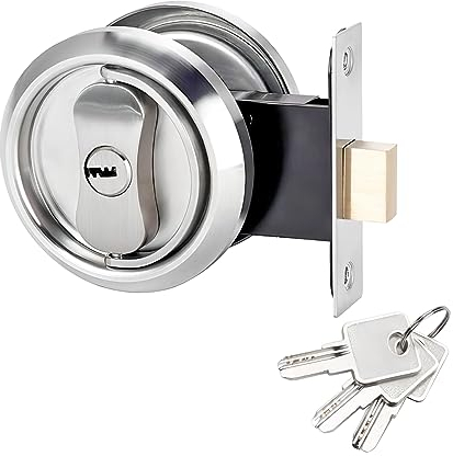 Qrity Rund Türgriff, Taschentürschloss, Edelstahl Türschloss, Bündig, Privacy Lock für Schlafzimmer, Küche, Bad, mit 3 Schlüsseln
