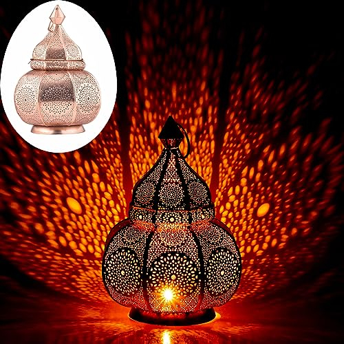 Marrakech - Lampada e lanterna in metallo da 30 cm | Lampada da tavolo in rame Lamisa come decorazione orientale