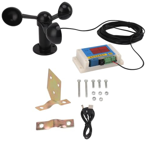 Wifehelper Anemometro per Gru a Torre a 3 Pale del Ventilatore Dispositivo di Allarme per la velocità del Ad Alta Precisione per Esterni Anemometro per Gru a Torre USB 5V a 3