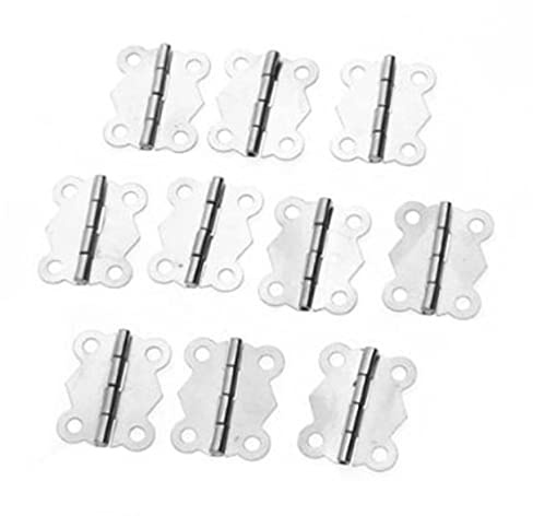 jojofuny Lot De 10 Mini CharnièRes Plates En MéTal Argenté, IdéAles Pour BoîTes à Bijoux, Armoires, Tiroirs Et Projets De Bricolage, Dimensions 3 X 2.5 Cm, Installation Facile Pour Meubles Miniatures
