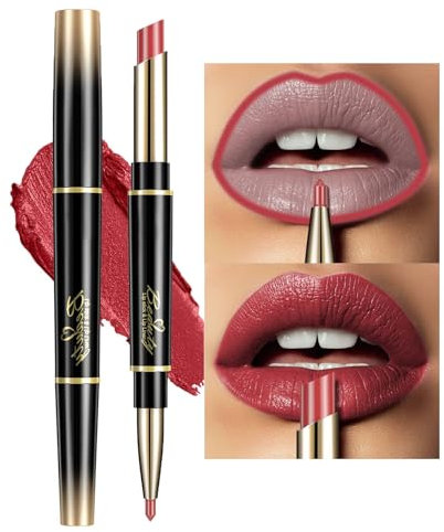 Lip Liner And Lipstick Set - Lip Pencil 2-In-1- Vegan Cruelty Free - Highly Pigmented Easy To Colour - Creamy Formula - Shaping Lip Liner Set