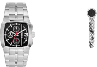 Diesel Herren-Edelstahl-Chronographenuhr und Schmuck-Set