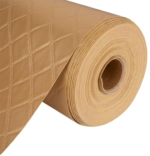 Vinyllädertyg, brandhämmande, vattentätt klädselmaterial, falska läderark för stolar, bokbindning, 55 tum bred, diamant guld tyg, 10 meter