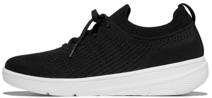 Fitflop Tenis de Punto Super-Q sin Cordones para Mujer, Black, 43 EU