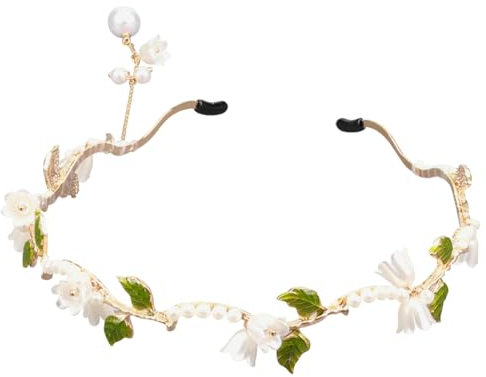 Blumen-Blatt-Perlen-Stirnband, Metallquasten-Haarband, elegantes Feen-Haarband, glitzernd, Retro-Brautschmuck, Hochzeit, Haarband für Frauen und Mädchen