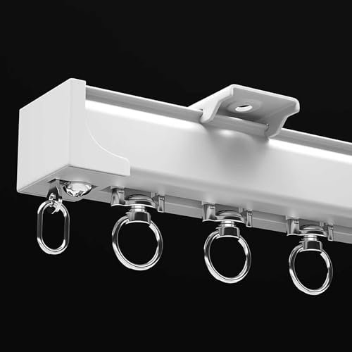 Deckenschiene Gardinen Schienensystem Gardinenschiene Vorhangschiene 1-läufig Raumteiler mit Deckenbefestigung Gardinenstange aus Aluminium for Schiebevorhänge(1.6m(5.2ft))