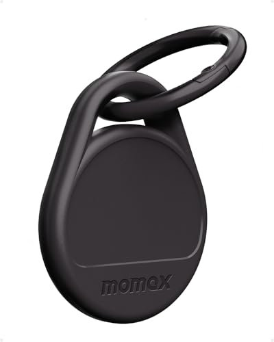 MOMAX Air Tracker Tag Compatible with Android & Apple Find My, Tracker for Keys, Wallets, Luggage, Lost Item Locator, 80dB Sound Alert (Black)
