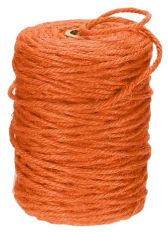 sourcing map Natural Jute Twine String 328ft x 3mm Long Strong Twine Rope for Arts Crafts Ribbon Gift Wrapping Packing Christmas Wedding, Orange