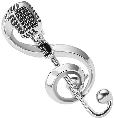 Holibanna Silberfarbene Mikrofon Anstecknadel Musiknote Brosche Vintage Stil Modischer Miniatur Musikinstrument Pin Für Damen Als Geschenk Für Kollegen Passend Zu Party Und Konzert Looks