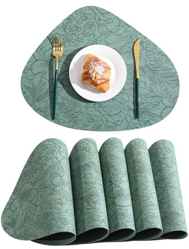 Lxoraziy Tischsets Abwaschbar 6er Set, 42x34cm Platzdeckchen Kunstleder, Tischuntersetzer Doppelseitigen rutschfest für Hause Küche Restaurant und Hotel